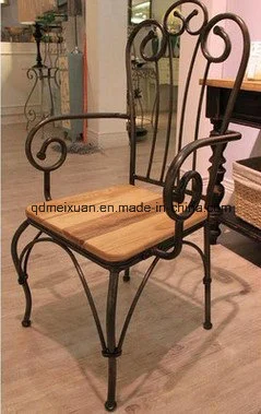 Американский креативный стул из натурального дерева, стул для кафе в отеле, обеденный стул из кованого железа, стул для отдыха для восстановления старых методов, подлокотник (M-X3343)